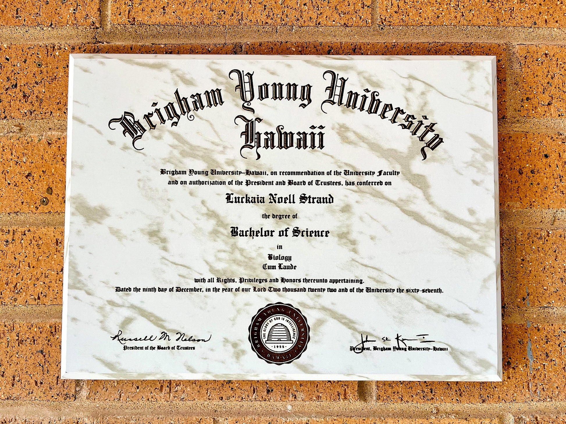 byu degree frame