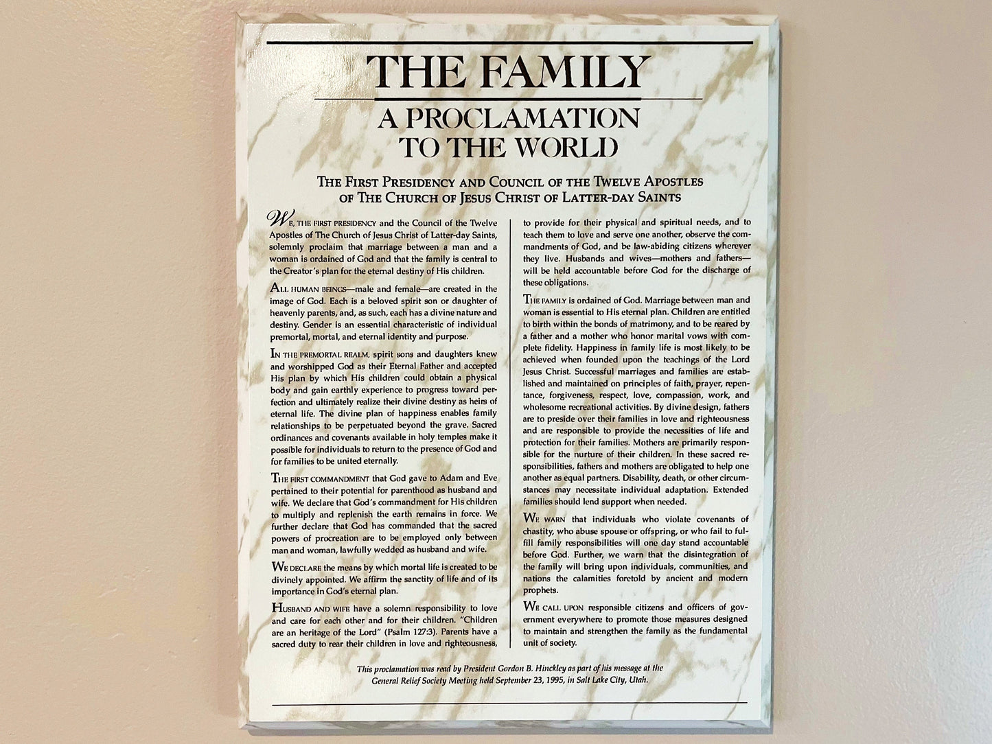 church of jesus christ family proclamation to the world
