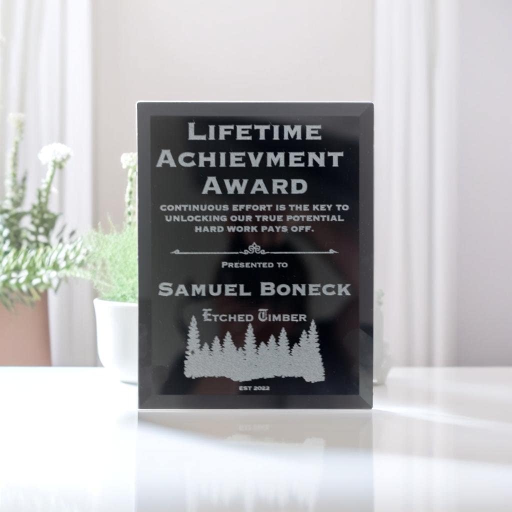 engraved glass achievement award add your own logo