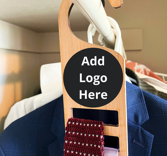 Wood Tie Rack Personalized, Custom Logo Tie Hanger, Gifts For Him