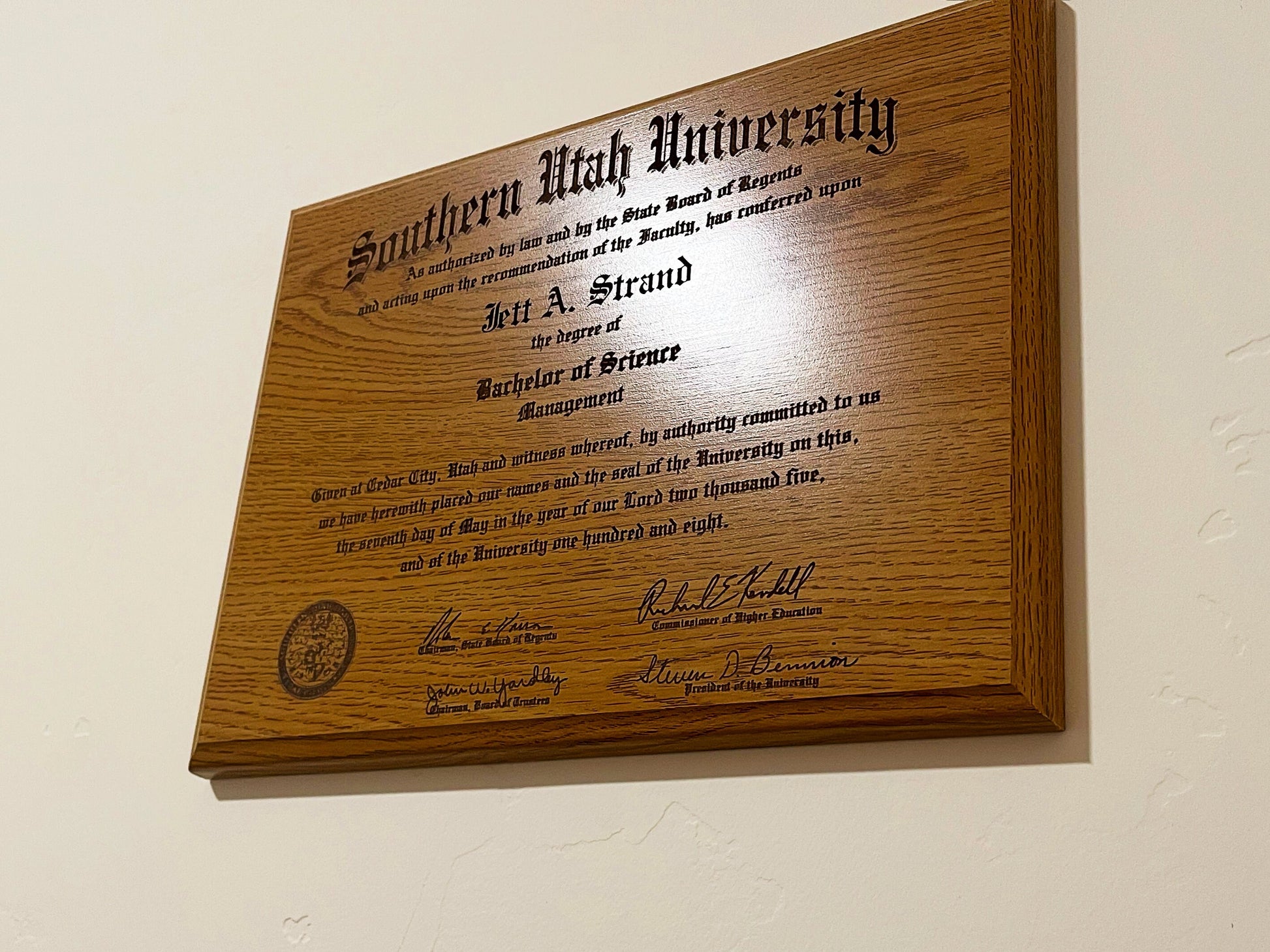 Custom Oak Engraved Diploma Plaque 9x12 Display – Etched Timber
