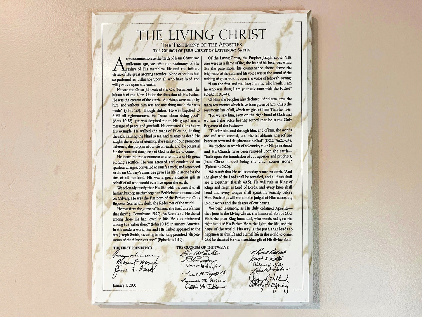 LDS Living Christ, Marble Faith Plaques, LDS Wall Decor, The Family Proclamation, The Christus Set
