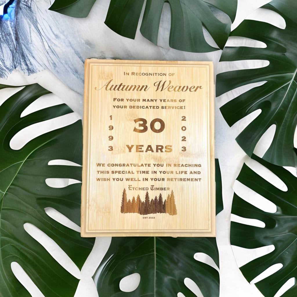 bamboo retirement award plaque