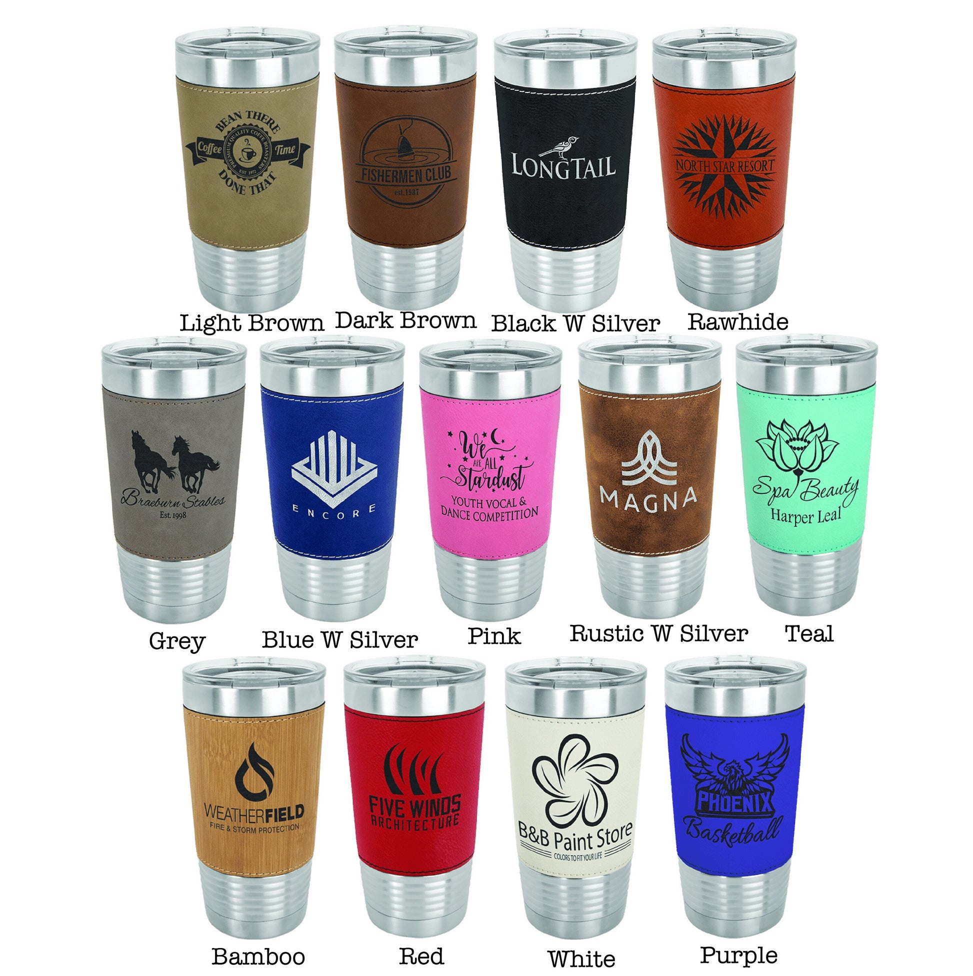 Bamboo Leather Tumbler Wrap, Corporate Bulk Gifts, 20oz Personalized Mug, Branded Corporate Gifts, Custom Tumblers, Company Logo Gifts