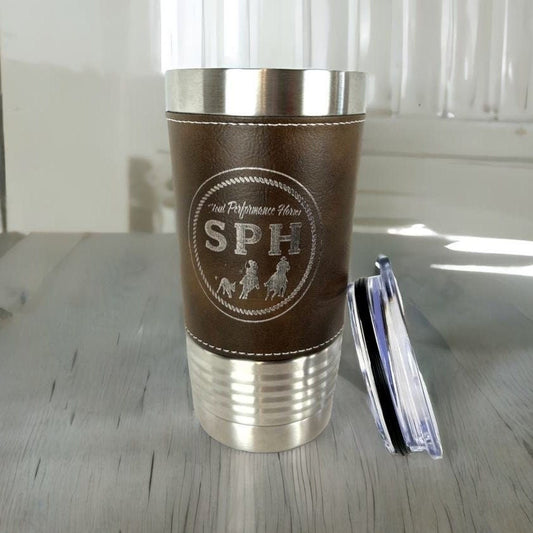 Rustic Leather Tumbler Wrap, Corporate Bulk Gifts, 20oz Personalized Mug, Branded Corporate Gifts, Custom Tumblers, Company Logo Gifts