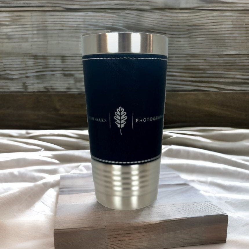 Rustic Leather Tumbler Wrap, Corporate Bulk Gifts, 20oz Personalized Mug, Branded Corporate Gifts, Custom Tumblers, Company Logo Gifts