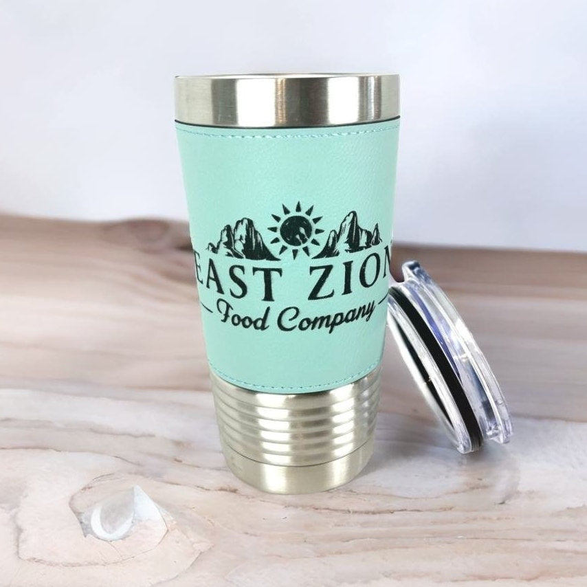 Bamboo Leather Tumbler Wrap, Corporate Bulk Gifts, 20oz Personalized Mug, Branded Corporate Gifts, Custom Tumblers, Company Logo Gifts