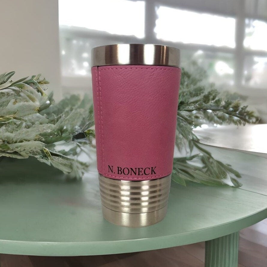 Bamboo Leather Tumbler Wrap, Corporate Bulk Gifts, 20oz Personalized Mug, Branded Corporate Gifts, Custom Tumblers, Company Logo Gifts