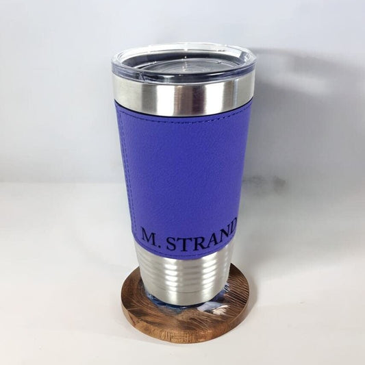 Purple Leather Tumbler Wrap, Corporate Bulk Gifts, 20oz Personalized Mug, Branded Corporate Gifts, Custom Tumblers, Company Logo Gifts