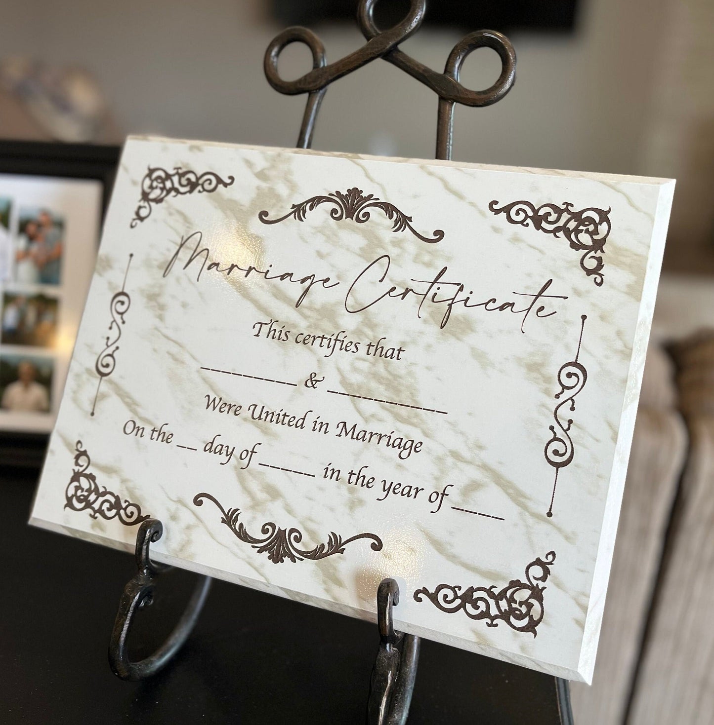 marble finish marriage certificate