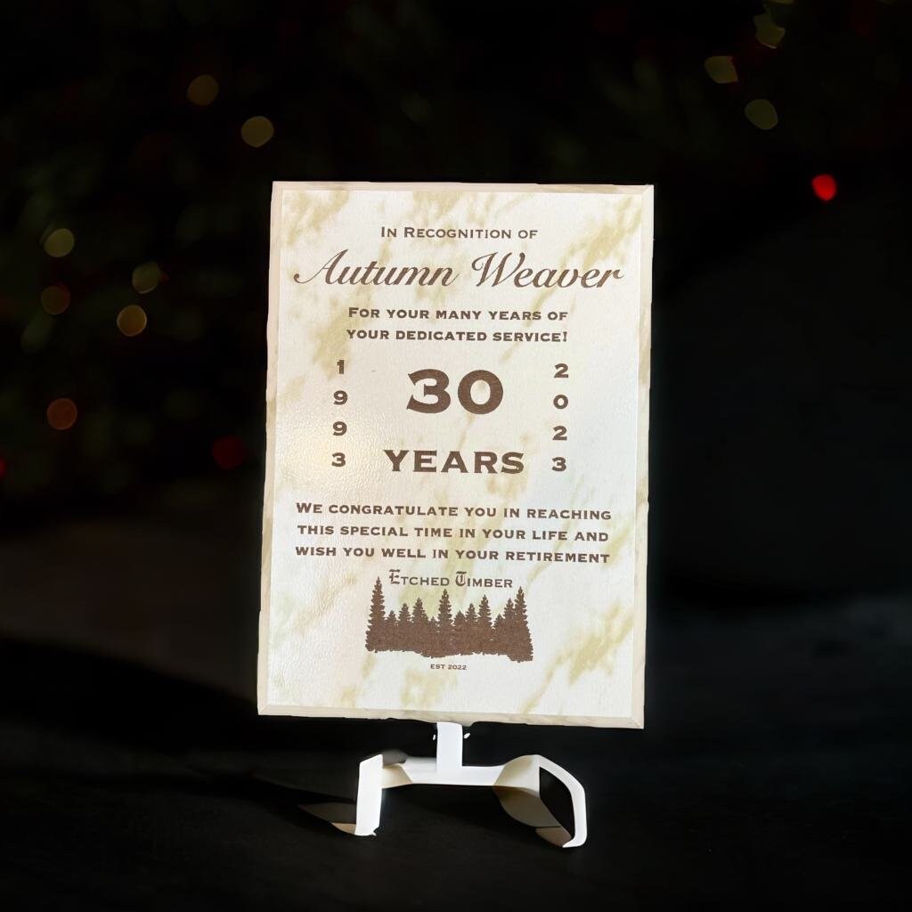 marble retirement plaque