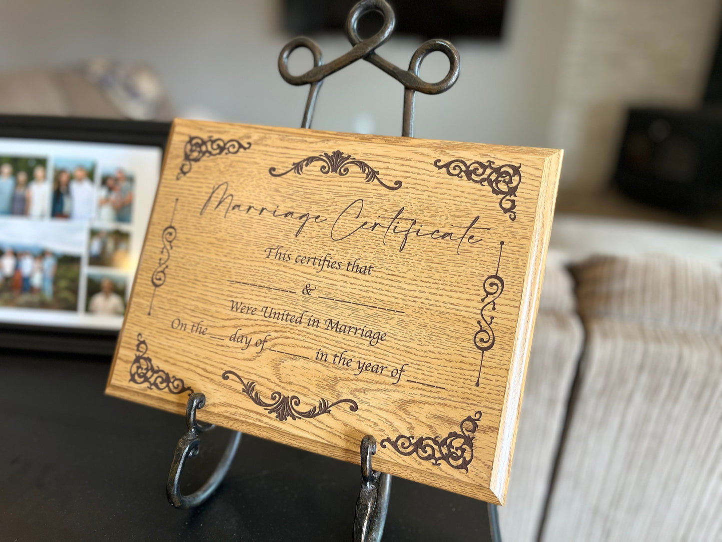 oak marriage certificate sign